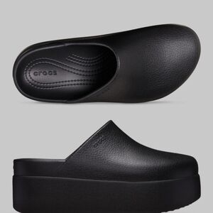 Crocs Dylan Black Chunky Platform Clog Mules Slides Shoes